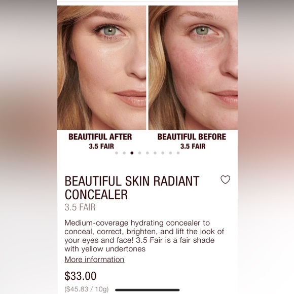 NWT- Charlotte Tilbury- Beautiful Skin Radiant Concealer- 3.5 fair - Picture 6 of 11
